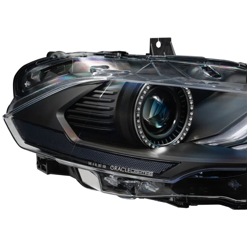Oracle Lighting 18-23 Ford Mustang Dynamic ColorSHIFT LED Headlights - Black Series - Side View