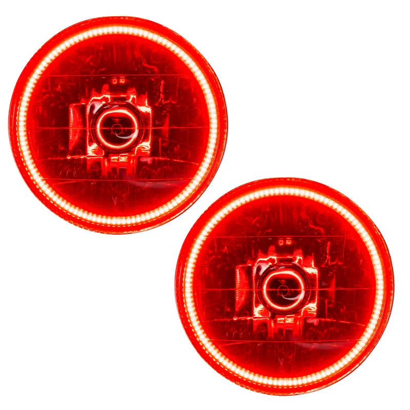 Oracle Lighting 97-06 Jeep Wrangler TJ Pre-Assembled LED Halo Headlights -Red - Main Product View