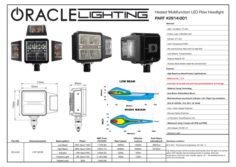 Oracle Lighting Multifunction LED Plow Headlight with Heated Lens 5700K - Additional View 5