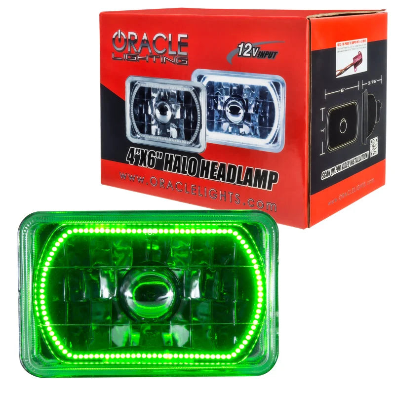Oracle Pre-Installed Lights 4x6 IN. Sealed Beam - Green Halo - Side View