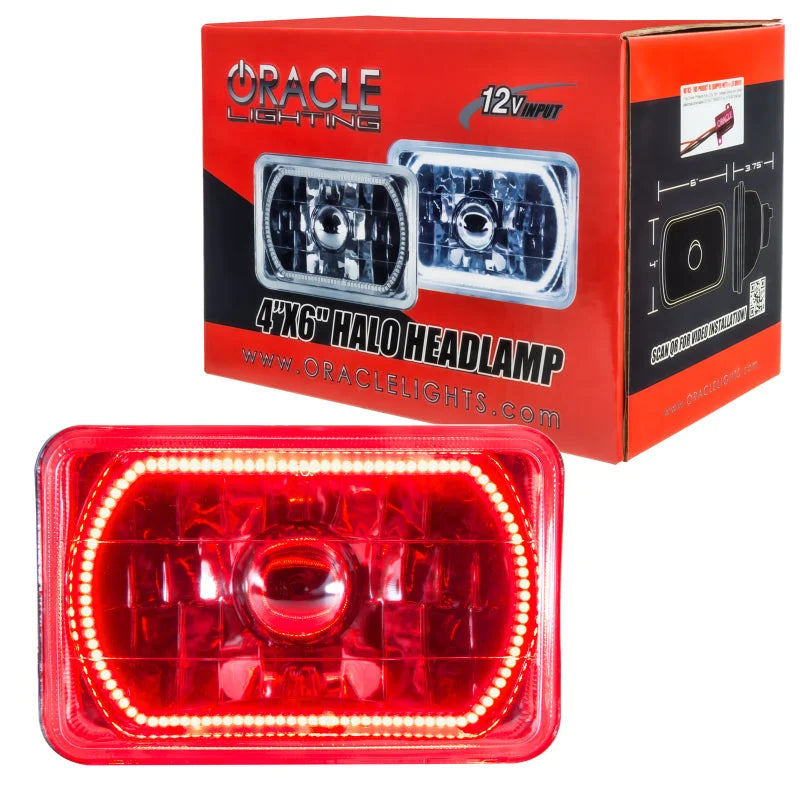 Oracle Pre-Installed Lights 4x6 IN. Sealed Beam - Red Halo - Side View