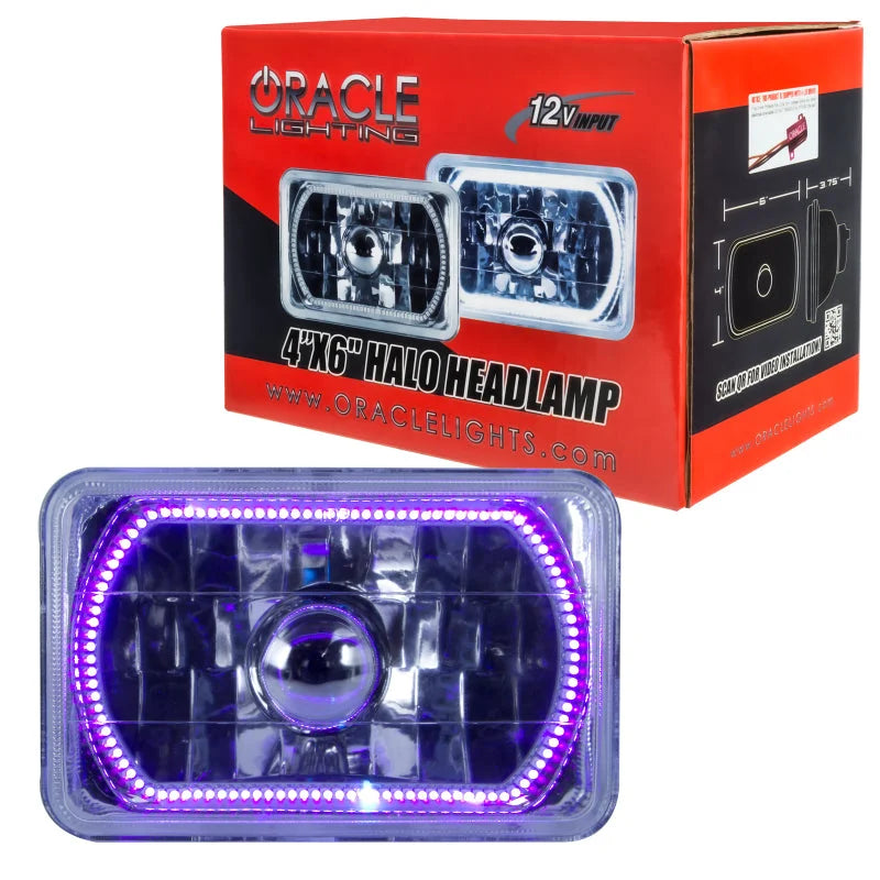 Oracle Pre-Installed Lights 4x6 IN. Sealed Beam - UV/Purple Halo - Side View