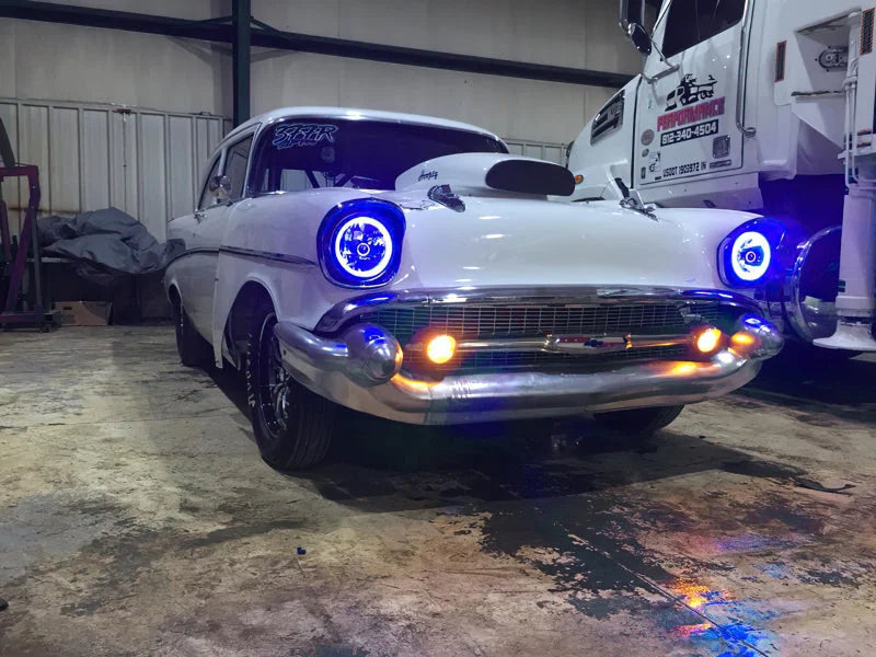 Oracle Pre-Installed Lights 7 IN. Sealed Beam - Blue Halo - Side View