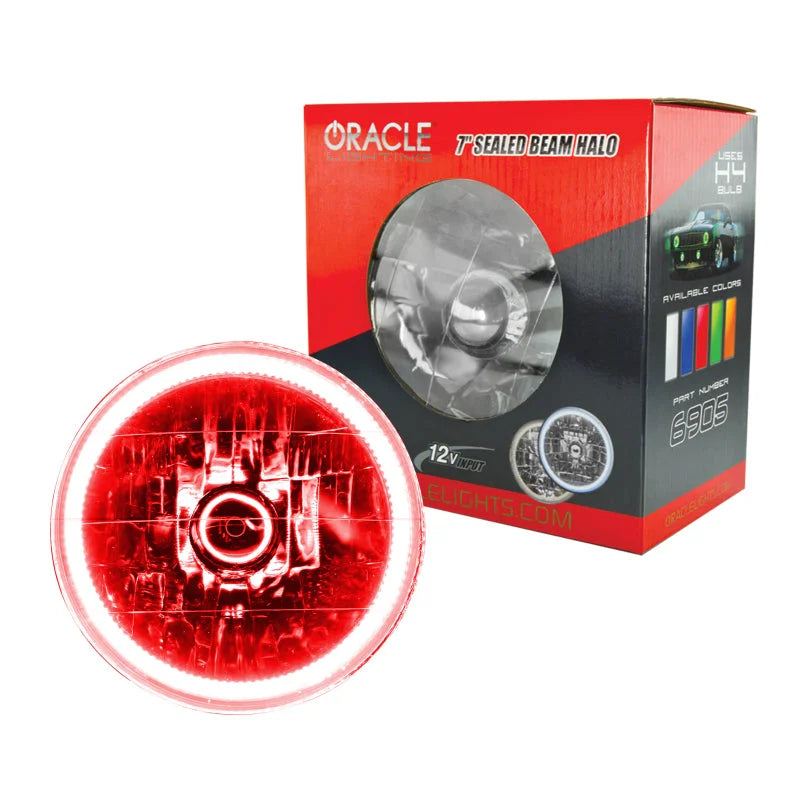 Oracle Pre-Installed Lights 7 IN. Sealed Beam - Red Halo - Main Product View