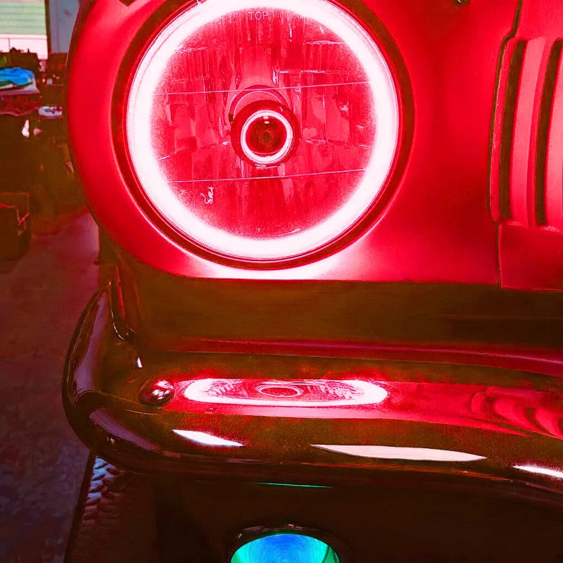 Oracle Pre-Installed Lights 7 IN. Sealed Beam - Red Halo - Side View