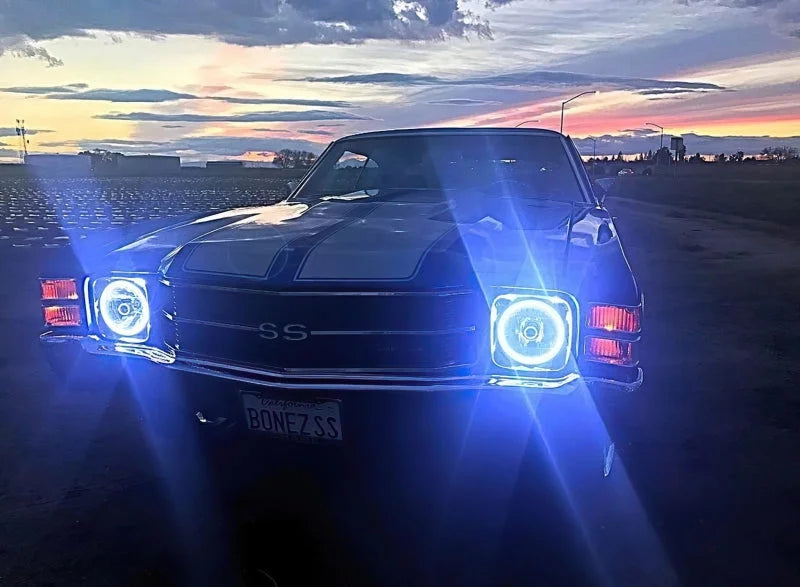 Oracle Pre-Installed Lights 7 IN. Sealed Beam - White Halo - Side View