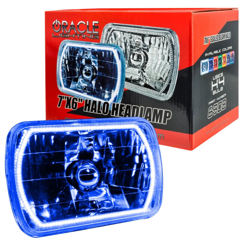 Oracle Pre-Installed Lights 7x6 IN. Sealed Beam - Blue Halo - Side View