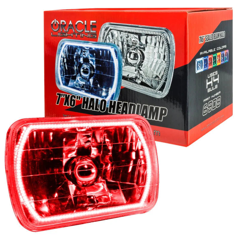 Oracle Pre-Installed Lights 7x6 IN. Sealed Beam - Red Halo - Side View