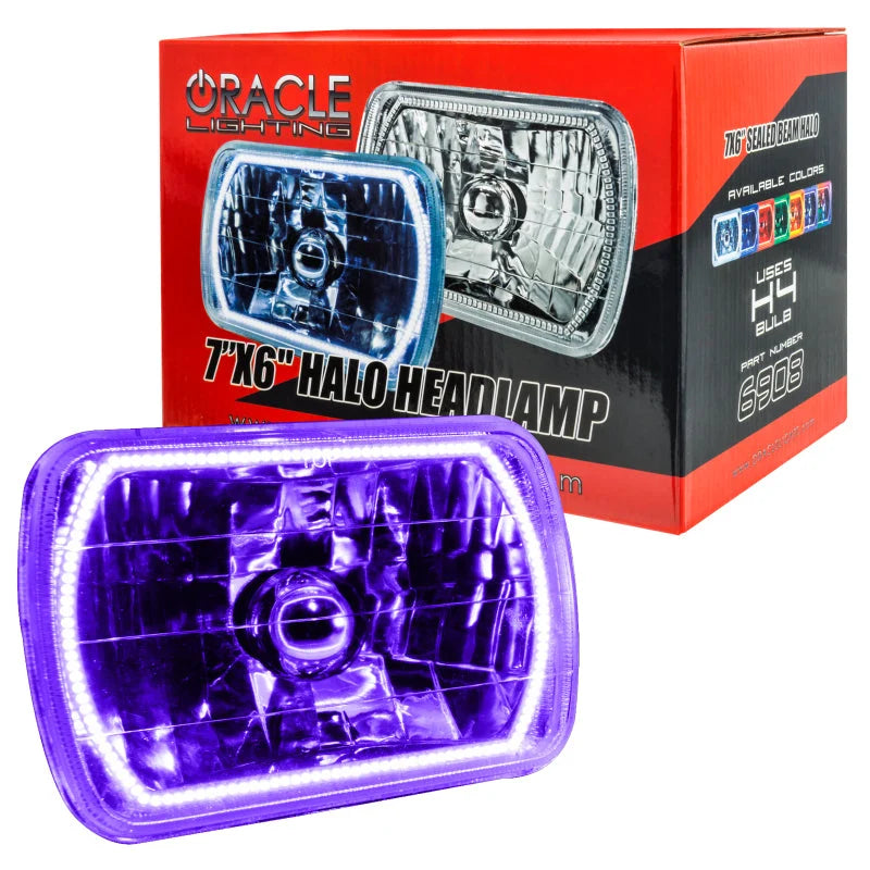Oracle Pre-Installed Lights 7x6 IN. Sealed Beam - UV/Purple Halo - Side View