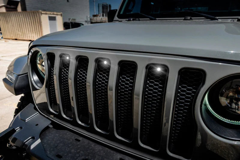 Oracle Pre-Runner Style LED Grille Kit for Jeep Gladiator JT - White - Installation View