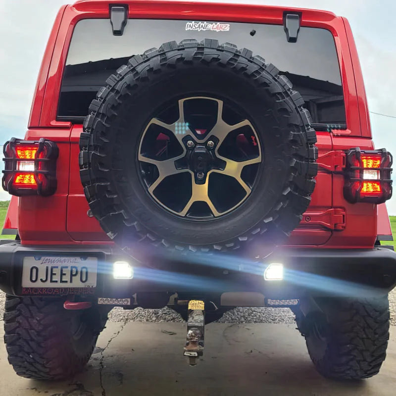 Oracle Rear Bumper LED Reverse Lights for Jeep Wrangler JL - 6000K - Back View