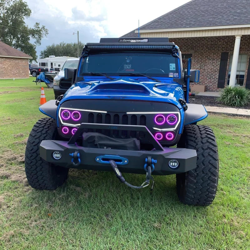 Oracle Vector Jeep Wrangler JK Grille Halo Kit - ColorSHIFT w/ BC1 Controller - Installation View