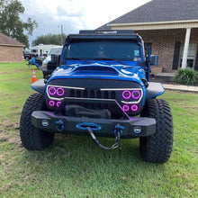 Load image into Gallery viewer, Oracle Vector Jeep Wrangler JK Grille Halo Kit - ColorSHIFT w/ BC1 Controller - Installation View