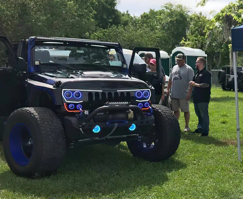 Oracle Vector Jeep Wrangler JK Grille LED Halo Kit - White - Side View