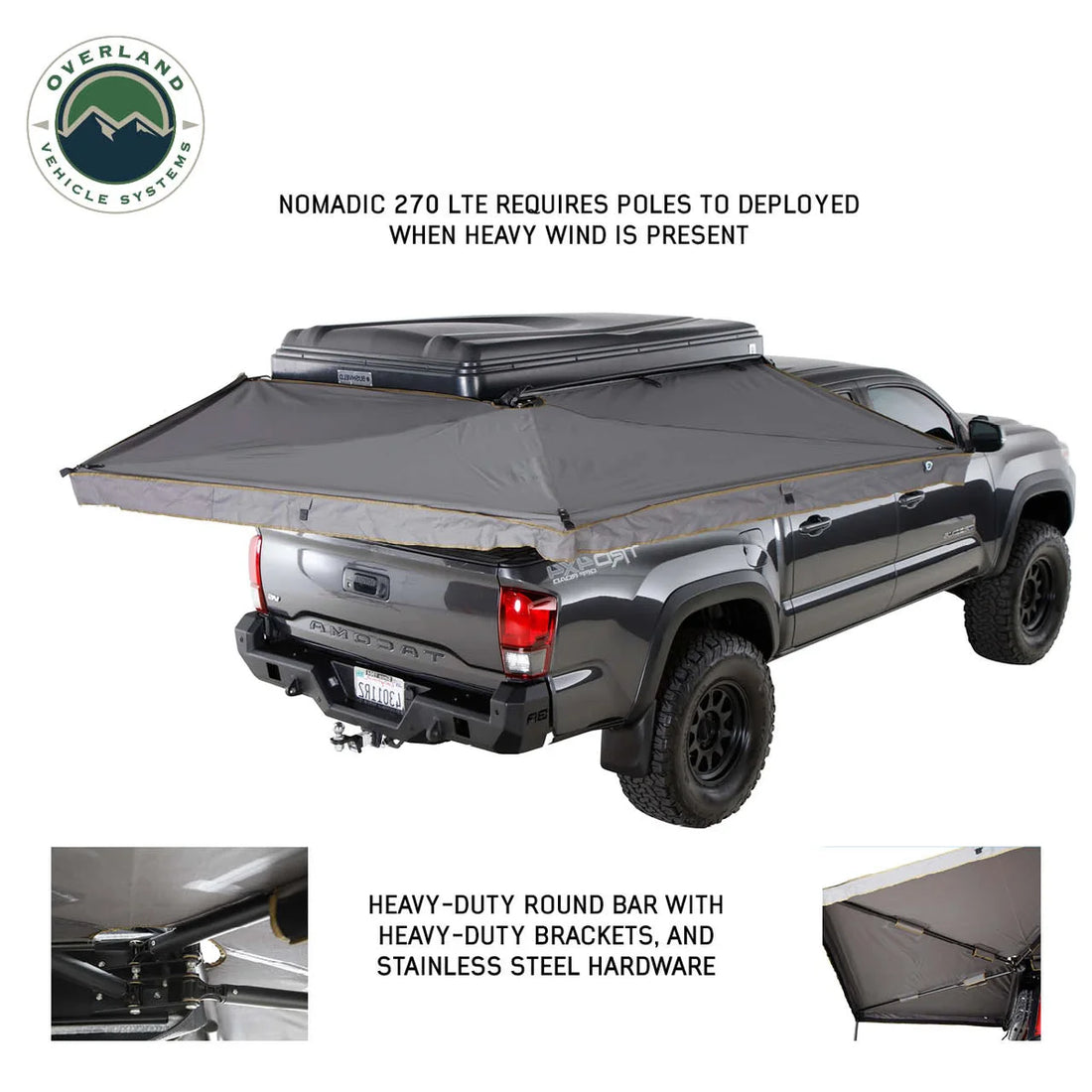 Overland Vehicle Systems Nomadic 270 LTE Passenger Side 270 Degree Awning 19689909 - Back View