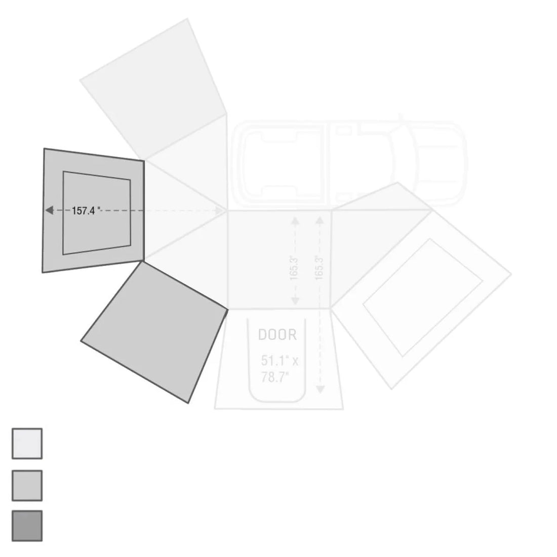 Overland Vehicle Systems Nomadic Awning 270 Awning Side Wall 18139910 - Installation View