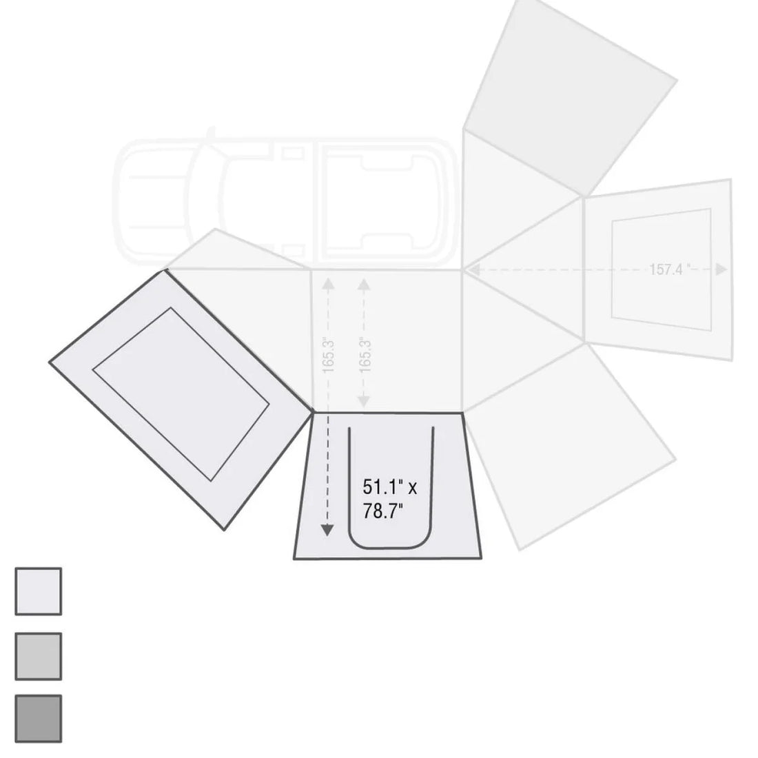 Overland Vehicle Systems Nomadic Awning 270 for Driver Side Wall 1 270 Awning Wall 1 18099910 - Installation View