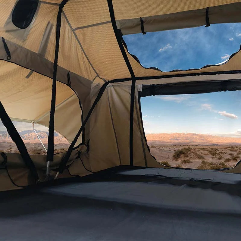 Overland Vehicle Systems TMBK Roof Top Tent 3 Person w/ Green Rain Fly 18119933 - Side View