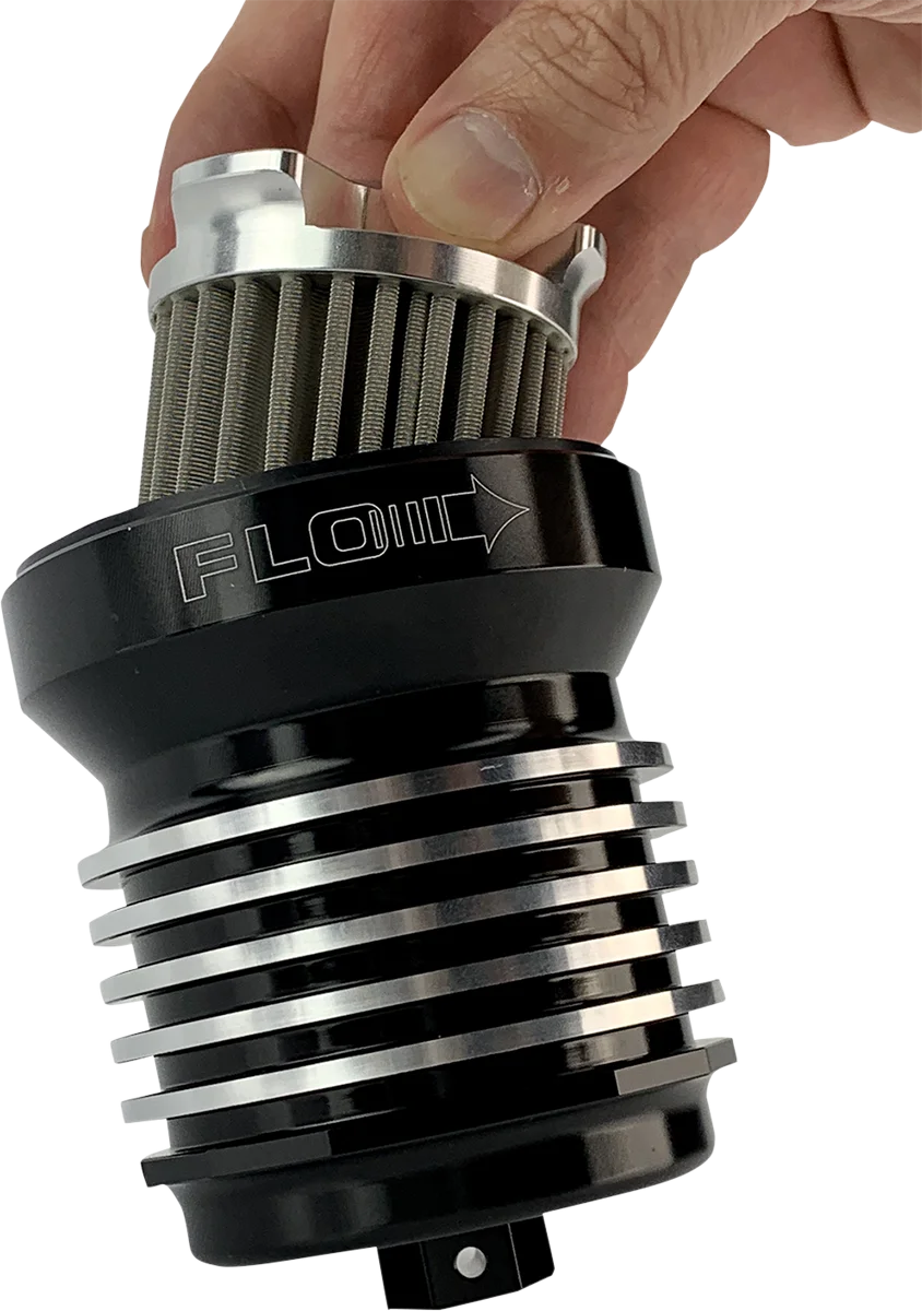 PC Racing Flo® "Spin-On" Oil Filter - Black Anodized - Aprilia/BMW/Buell/H-D/Moto Guzzi/Yamaha PCS4B - Side View
