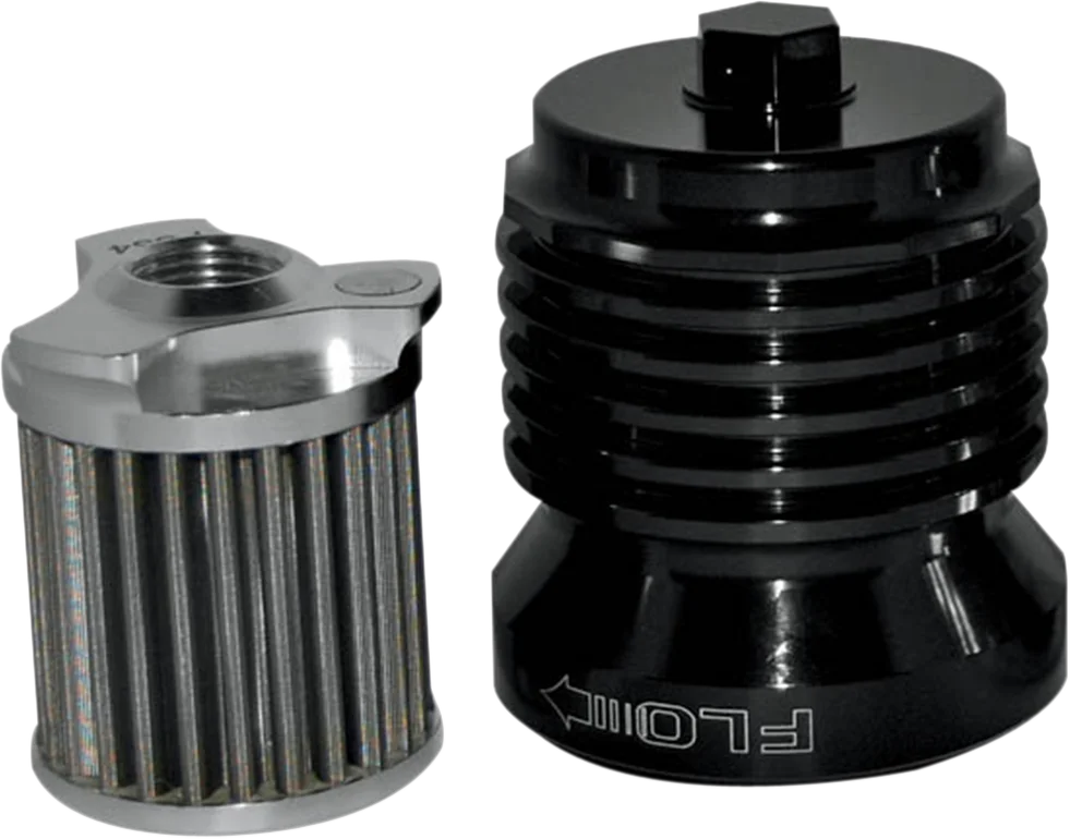 PC Racing Flo® "Spin-On" Oil Filter - Black with Polished Fins - Aprilia/BMW/Buell/H-D/Moto Guzzi/Yamaha PCS4BC - Side View