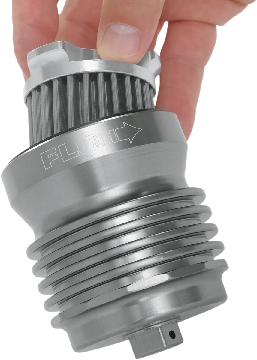 PC Racing Flo® "Spin-on" Oil Filter - Gunmetal Gray - H-D/Honda/Indian/Kawasaki/KTM/Polaris/Suzuki/Triumph PCS1 - Side View