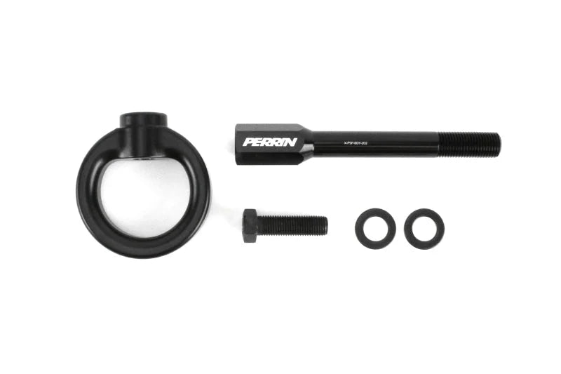 PERRIN 02-07 Subaru WRX/STI Tow Hook Kit (Front) - Flat Black - Main Product View