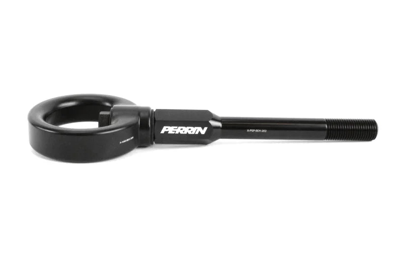 PERRIN 02-07 Subaru WRX/STI Tow Hook Kit (Front) - Flat Black - Back View