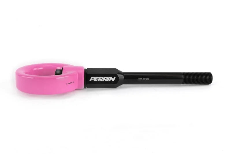 PERRIN 02-07 Subaru WRX/STI Tow Hook Kit (Front) - Hyper Pink - Side View