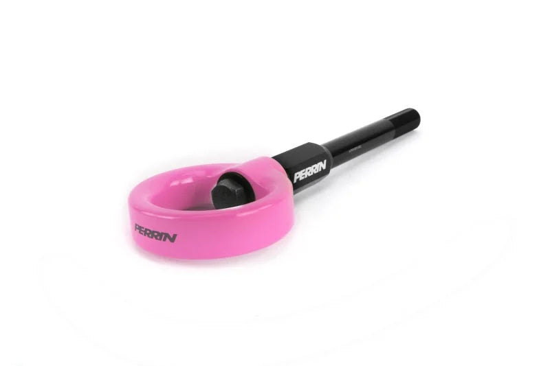PERRIN 02-07 Subaru WRX/STI Tow Hook Kit (Front) - Hyper Pink - Back View