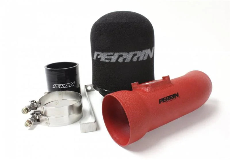 PERRIN 02-07 Subaru WRX/STi / 04-08 Forester XT Short Ram Intake - Red - Back View