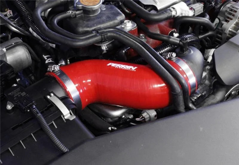 PERRIN 02-07 Subaru WRX/STi AFTA-MAF Intake Tube Air-Box to Inlet Hose - Red - Back View