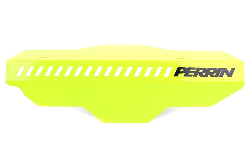 PERRIN 02-14 Subaru WRX / 04-21 STI / 08-11 Impreza Pulley Cover - Neon Yellow - Side View