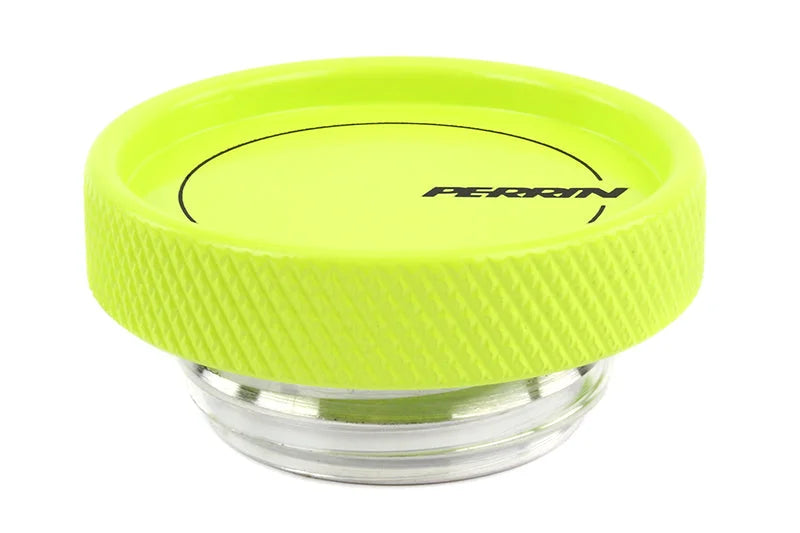 PERRIN 02-25 Subaru Impreza/WRX/STI & 13-25 Crosstrek/BRZ/FR-S/GR86/GR86 Oil Fill Cap - Neon Yellow - Side View
