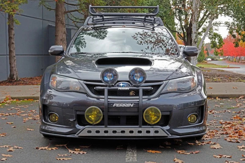 PERRIN 08-14 Subaru WRX & STI / 08-11 Impreza / 05-09 Legacy Tow Hook Kit (Front) - Flat Black - Back View
