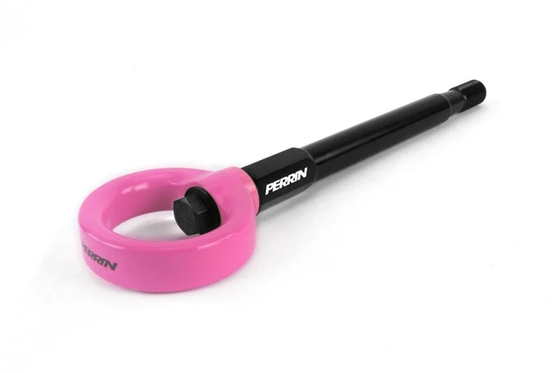 PERRIN 08-14 Subaru WRX & STI / 08-11 Impreza / 05-09 Legacy Tow Hook Kit (Front) - Hyper Pink - Main Product View