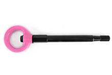 Load image into Gallery viewer, PERRIN 08-14 Subaru WRX &amp; STI / 08-11 Impreza / 05-09 Legacy Tow Hook Kit (Front) - Hyper Pink - Installation View