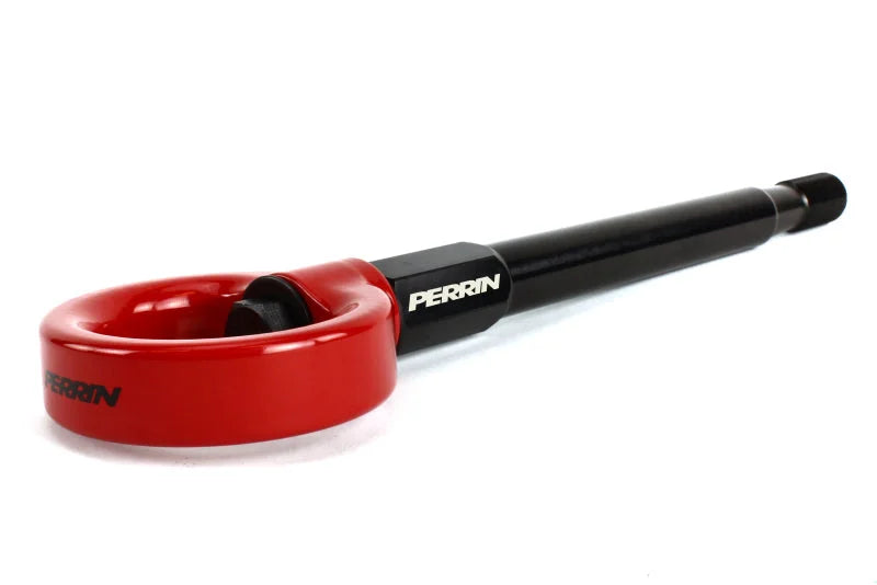 PERRIN 08-14 Subaru WRX & STI / 08-11 Impreza / 05-09 Legacy Tow Hook Kit (Front) - Red - Side View