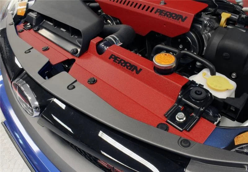 PERRIN 08-14 Subaru WRX & STI / 08-11 Impreza Radiator Shroud - Red - Installation View