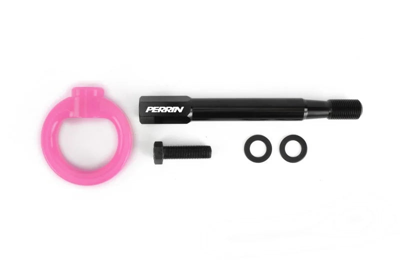 PERRIN 08-14 Subaru WRX/STI (Sedan) / 20-25 Outback All Models Tow Hook Kit (Rear) - Hyper Pink - Main Product View