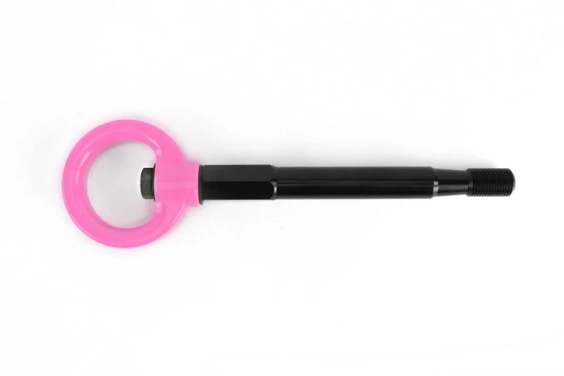 PERRIN 08-14 Subaru WRX/STI (Sedan) / 20-25 Outback All Models Tow Hook Kit (Rear) - Hyper Pink - Back View