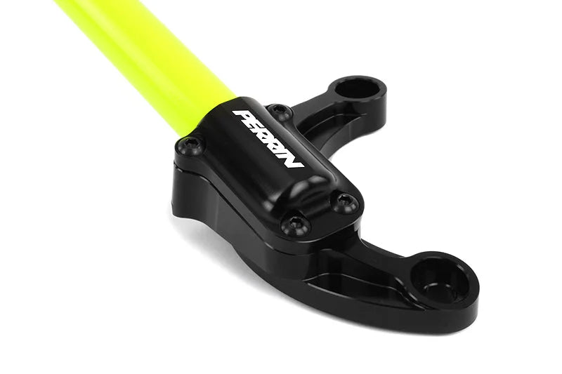 PERRIN 08-14 WRX/STI/Impreza / 14-18 Forester / 13-17 Crosstrek / 05-09 Legacy FR Strut Bar - Yellow - Side View