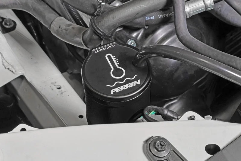 PERRIN 13-25 Subaru BRZ / 04-21 Subaru STI / 02-25 Subaru WRX Coolant Overflow Tank - Black - Main Product View