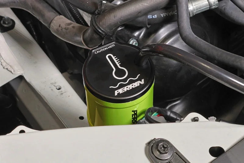 PERRIN 13-25 Subaru BRZ / 04-21 Subaru STI / 02-25 Subaru WRX Coolant Overflow Tank - Neon Yellow - Main Product View