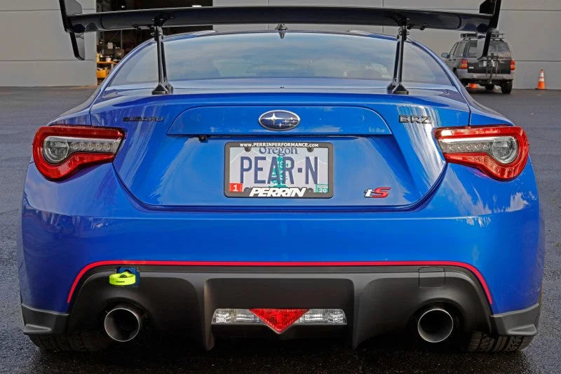 PERRIN 13-25 Subaru BRZ / 13-20 Scion FRS & Toyota 86 / 22-25 GR86 Tow Hook Kit (Rear) - Neon Yellow - Side View