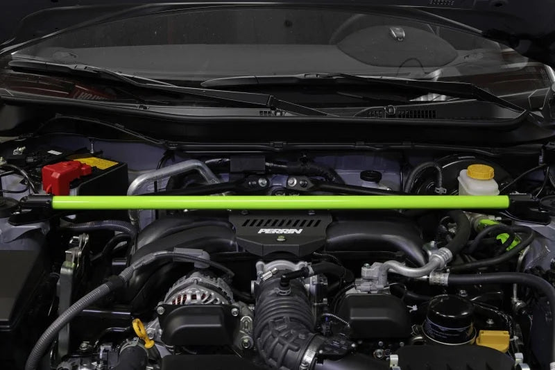PERRIN 13-25 Subaru BRZ / Toyota GR86/86 / Scion FR-S Front Strut Brace - Neon Yellow - Back View