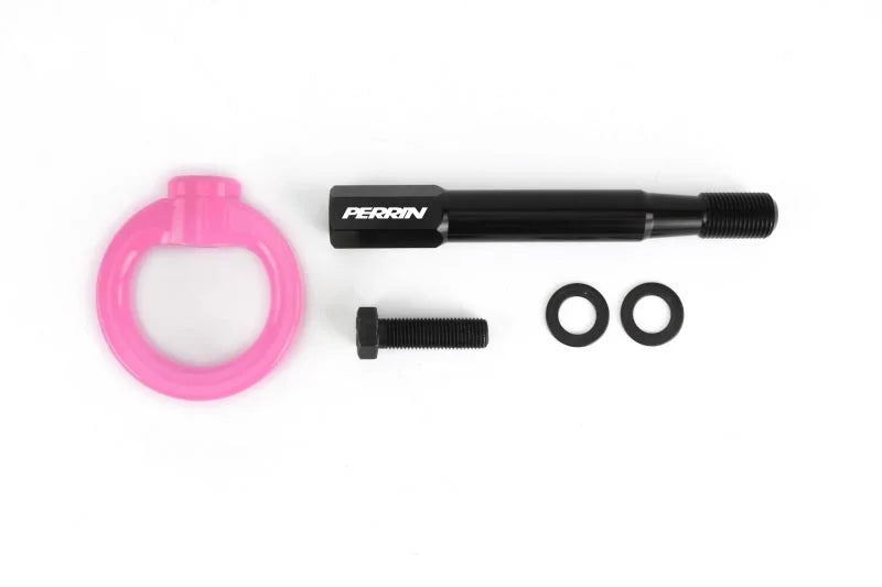 PERRIN 14-19 Subaru Forester/Ascent Tow Hook Kit (Rear) - Hyper Pink - Back View