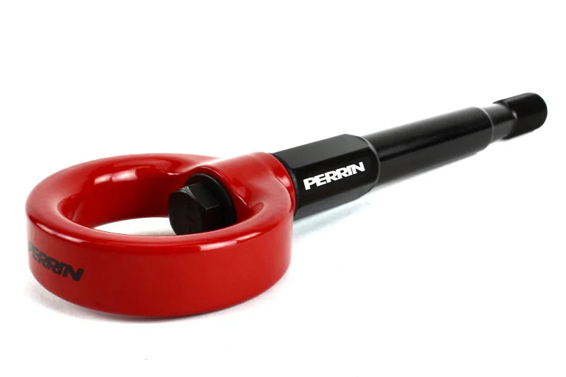 PERRIN 14-19 Subaru Forester/Ascent Tow Hook Kit (Rear) - Red - Back View