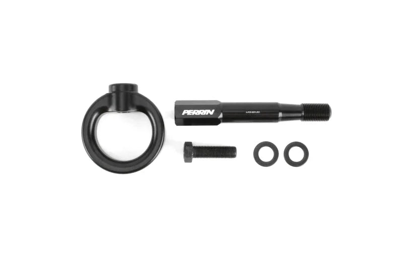 PERRIN 15-17 Subaru WRX & STI / 13-17 Crosstrek / 12-16 Impreza Tow Hook Kit (Front) - Flat Black - Side View