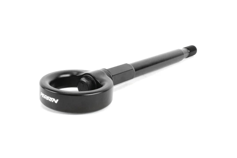 PERRIN 15-17 Subaru WRX & STI / 13-17 Crosstrek / 12-16 Impreza Tow Hook Kit (Front) - Flat Black - Back View