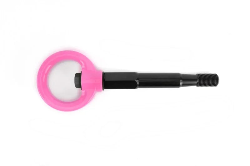 PERRIN 15-17 Subaru WRX & STI / 13-17 Crosstrek / 12-16 Impreza Tow Hook Kit (Front) - Hyper Pink - Installation View